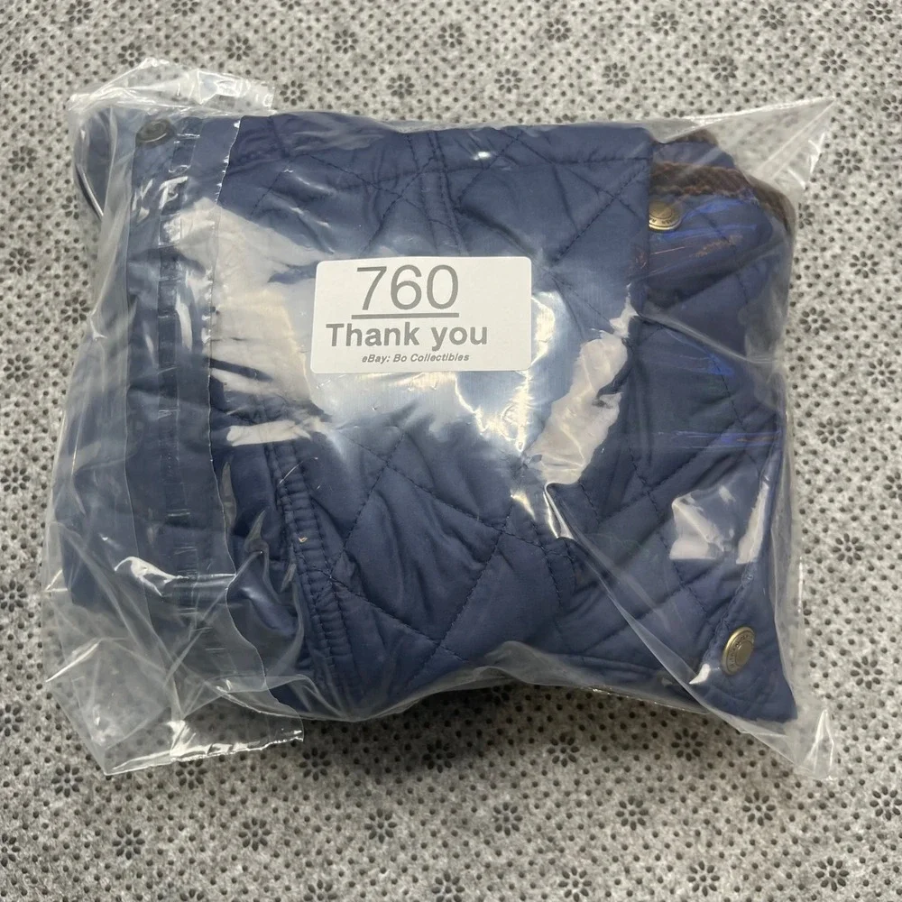 Ralph Lauren Kids Navy Blue Quilted Hooded Barn Jacket Corduroy Trim 9M